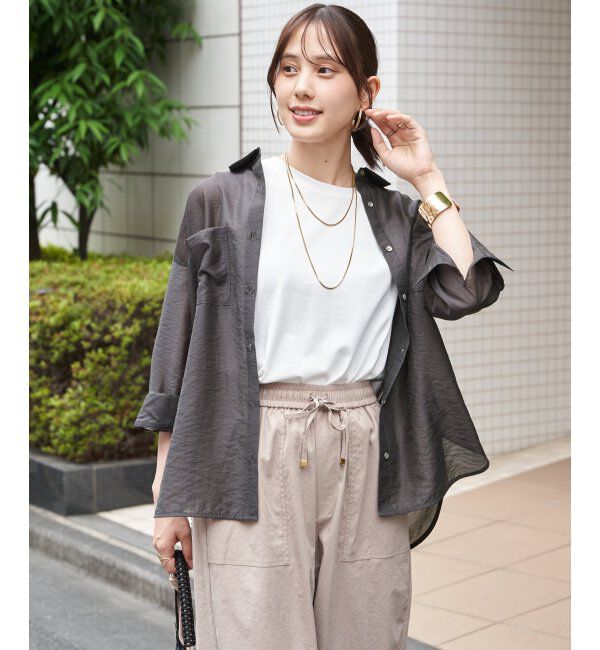 ikka「【お得だ値】シアーシャツアンサンブル【2点セット】」|シャツ・ブラウス|チャコール