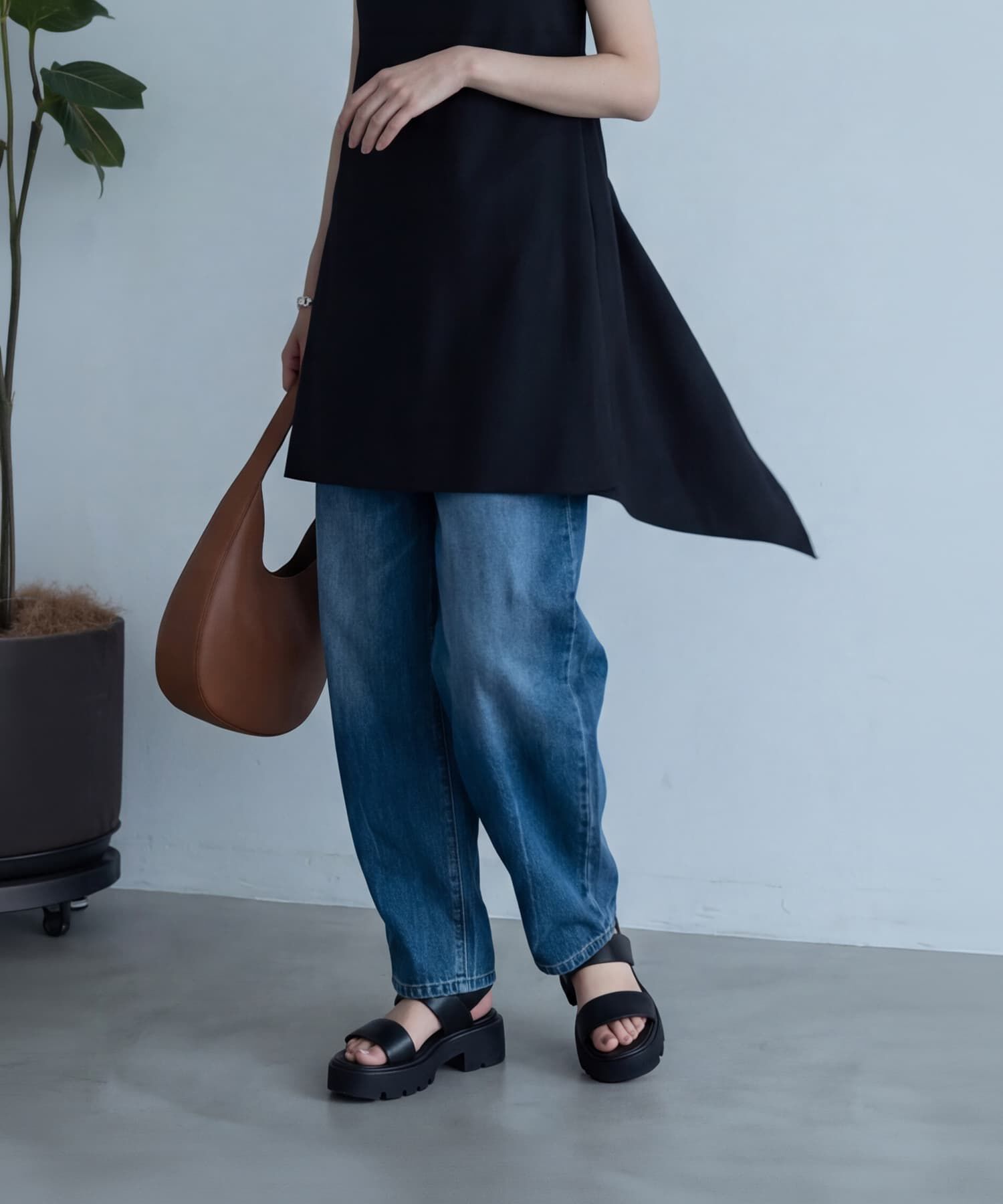 STYLE DELI「【BLK001】ツイルバックオープンキャミ」|キャミソール|