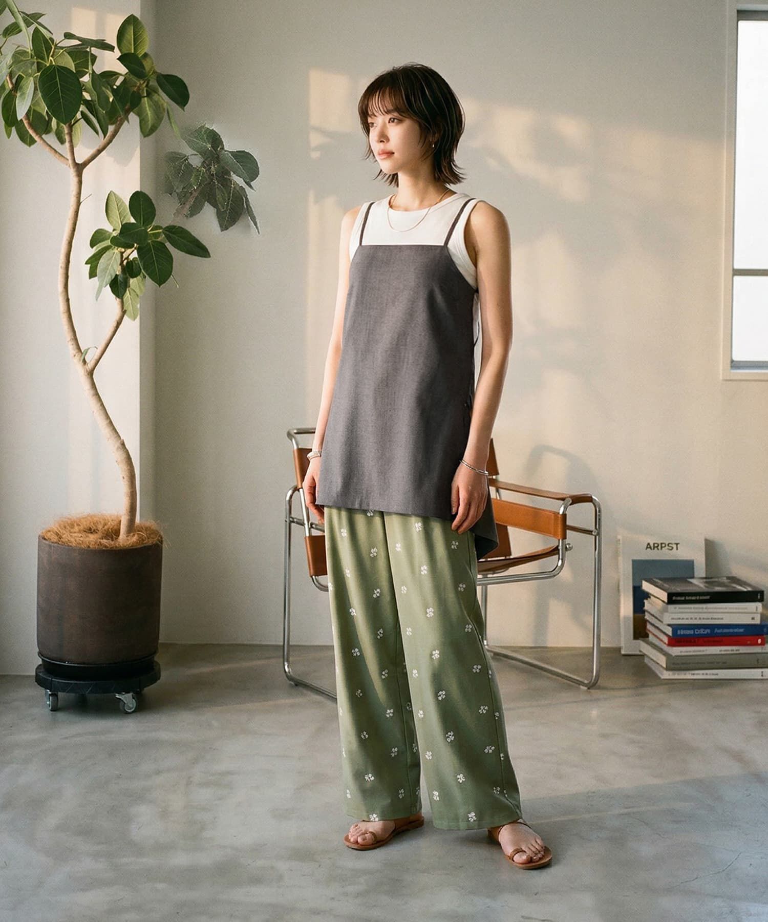 STYLE DELI「【BLK001】ツイルバックオープンキャミ」|キャミソール|