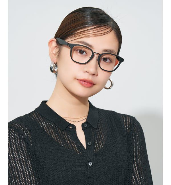  「 ウェリントン型 メガネ | レザー調、ラバーテンプル Zoff  レンズ交換券付 レンズ交換券付」|メガネ|ブラック系その他