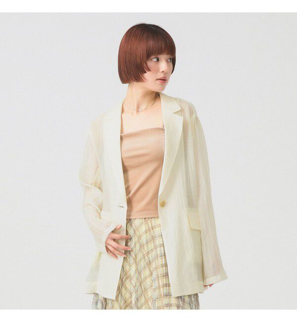 Ray BEAMS 「シアー 1ボタン シングル ジャケット」|ダッフルコート|IVORY