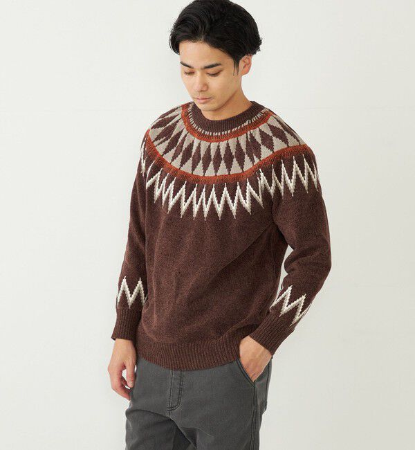 SHIPS Colors 「SHIPS Colors:〈手洗い可能〉ジャカード モール ニット」|ニット・セーター|