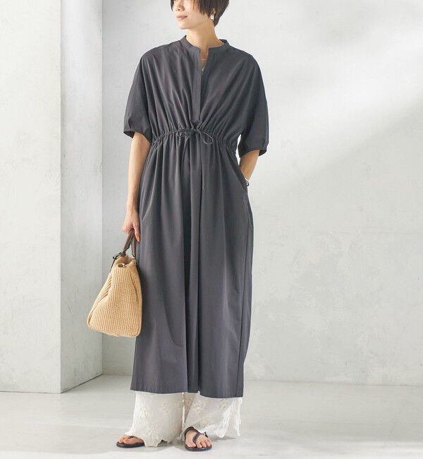 SHIPS for women「〈接触冷感 / 撥水加工〉TEXBRID(R) タフタ ウエスト 切替 ワンピース」|ワンピース|ブラック