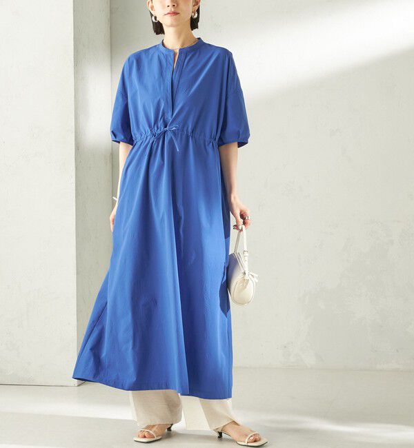SHIPS for women「〈接触冷感 / 撥水加工〉TEXBRID(R) タフタ ウエスト 切替 ワンピース」|ワンピース|ロイヤルブルー