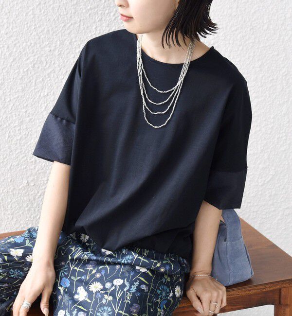 SHIPS for women「〈接触冷感 / 手洗い可能〉裾 バルーン シアー ドッキング プルオーバー」|Tシャツ・カットソー|ネイビー