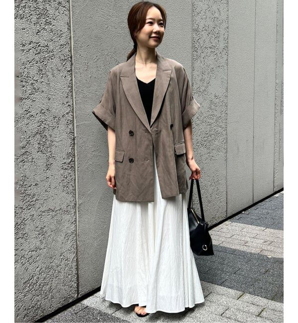 SLOBE IENA「《セットアップ対応可》リネン混ハーフスリーブジャケット」|その他|