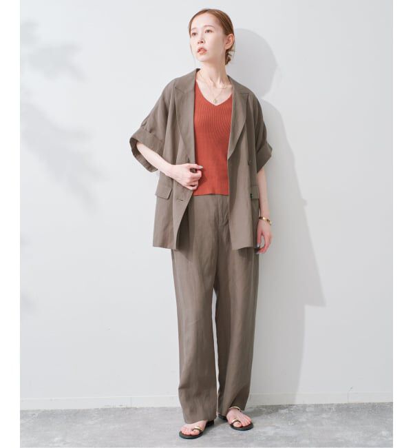SLOBE IENA「《セットアップ対応可》リネン混ハーフスリーブジャケット」|その他|