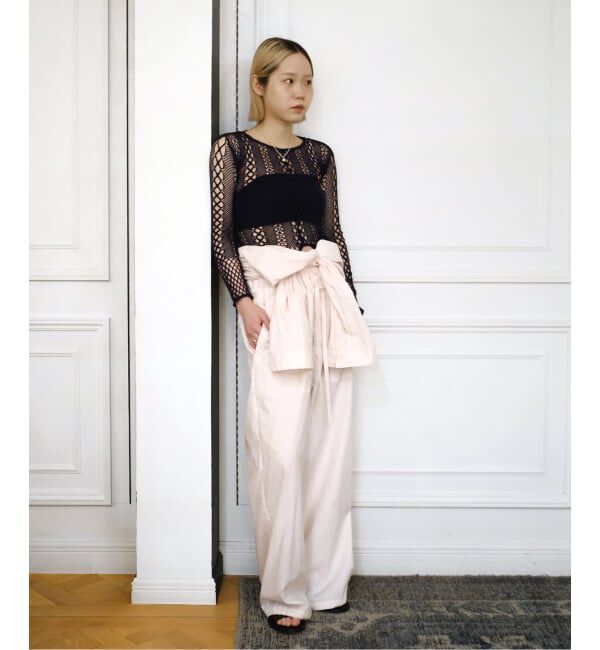IENA LA BOUCLE「EUCHRONIA ユークロニア stretch lace long sleeve tee 261801」|Tシャツ・カットソー|