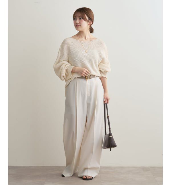 NOBLE「《WEB＆一部店舗限定・追加》【洗える】ペーパーヤーン カノコBACK Vプルオーバー」|ニット・セーター|