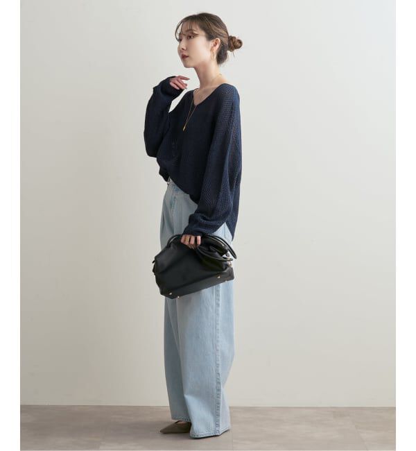 NOBLE「《WEB＆一部店舗限定・追加》【洗える】ペーパーヤーン カノコBACK Vプルオーバー」|ニット・セーター|