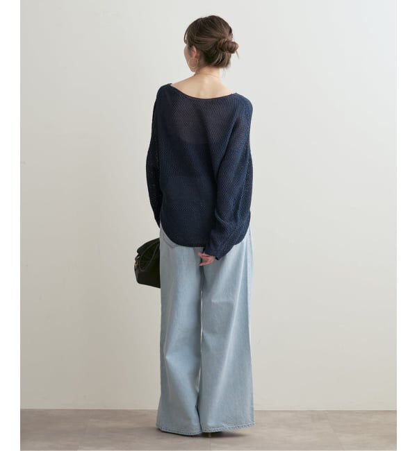 NOBLE「《WEB＆一部店舗限定・追加》【洗える】ペーパーヤーン カノコBACK Vプルオーバー」|ニット・セーター|