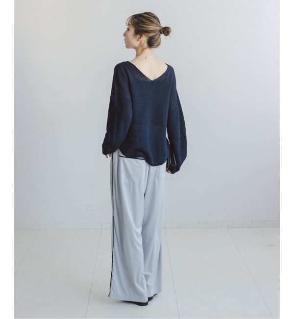 NOBLE「《WEB＆一部店舗限定・追加》【洗える】ペーパーヤーン カノコBACK Vプルオーバー」|ニット・セーター|