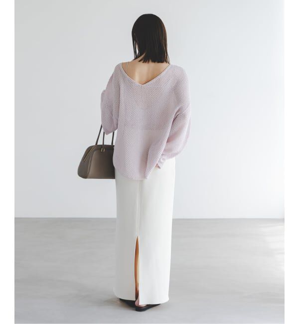 NOBLE「《WEB＆一部店舗限定・追加》【洗える】ペーパーヤーン カノコBACK Vプルオーバー」|ニット・セーター|