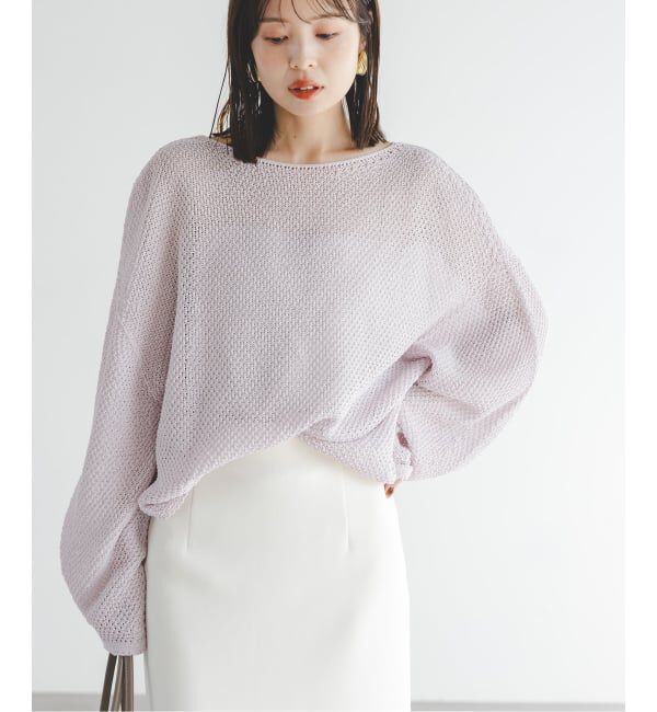 NOBLE「《WEB＆一部店舗限定・追加》【洗える】ペーパーヤーン カノコBACK Vプルオーバー」|ニット・セーター|