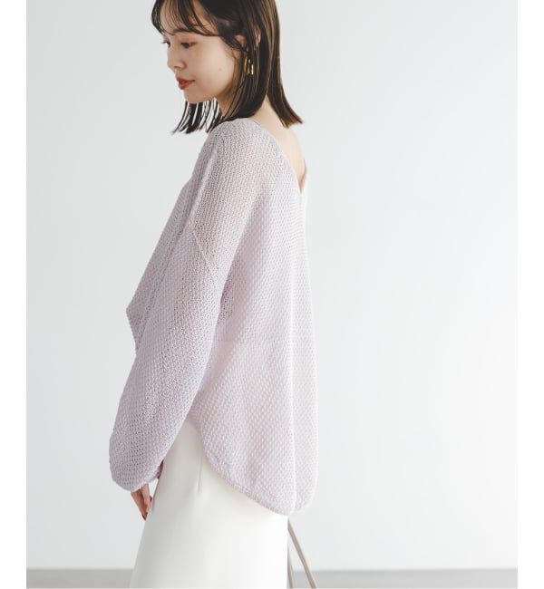 NOBLE「《WEB＆一部店舗限定・追加》【洗える】ペーパーヤーン カノコBACK Vプルオーバー」|ニット・セーター|