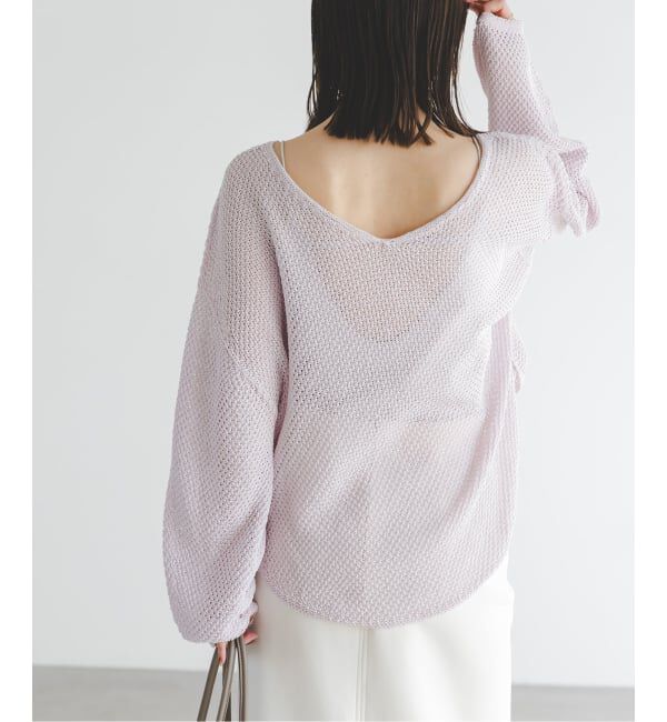 NOBLE「《WEB＆一部店舗限定・追加》【洗える】ペーパーヤーン カノコBACK Vプルオーバー」|ニット・セーター|