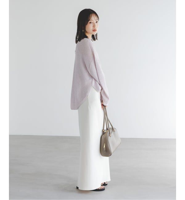 NOBLE「《WEB＆一部店舗限定・追加》【洗える】ペーパーヤーン カノコBACK Vプルオーバー」|ニット・セーター|