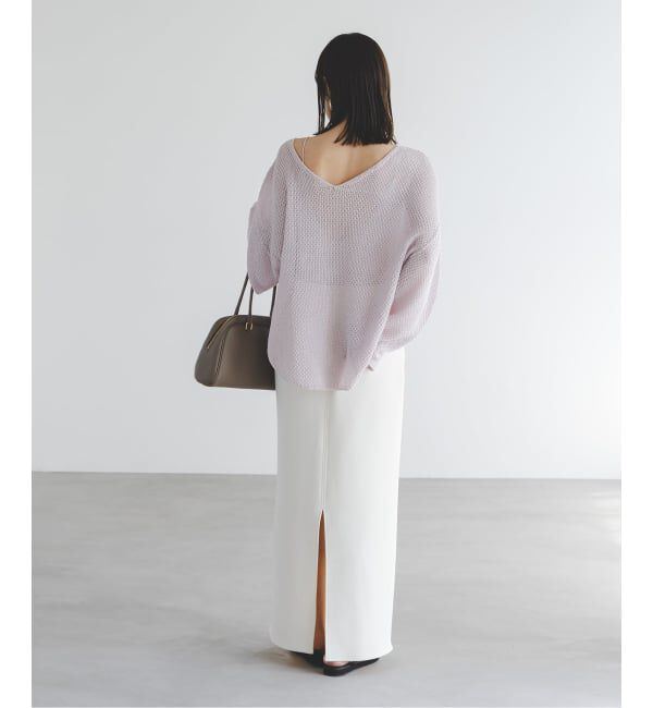 NOBLE「《WEB＆一部店舗限定・追加》【洗える】ペーパーヤーン カノコBACK Vプルオーバー」|ニット・セーター|