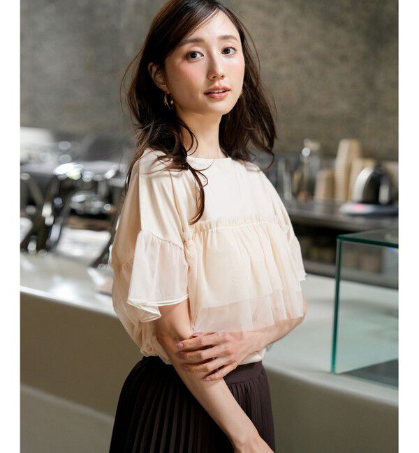 ANY SIS「【洗える】チュール重ね プルオーバー」|Tシャツ・カットソー|