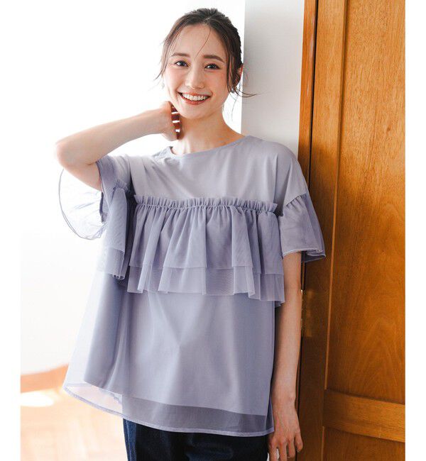 ANY SIS「【洗える】チュール重ね プルオーバー」|Tシャツ・カットソー|