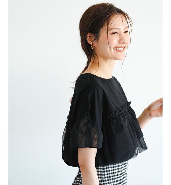 ANY SIS「【洗える】チュール重ね プルオーバー」|Tシャツ・カットソー|
