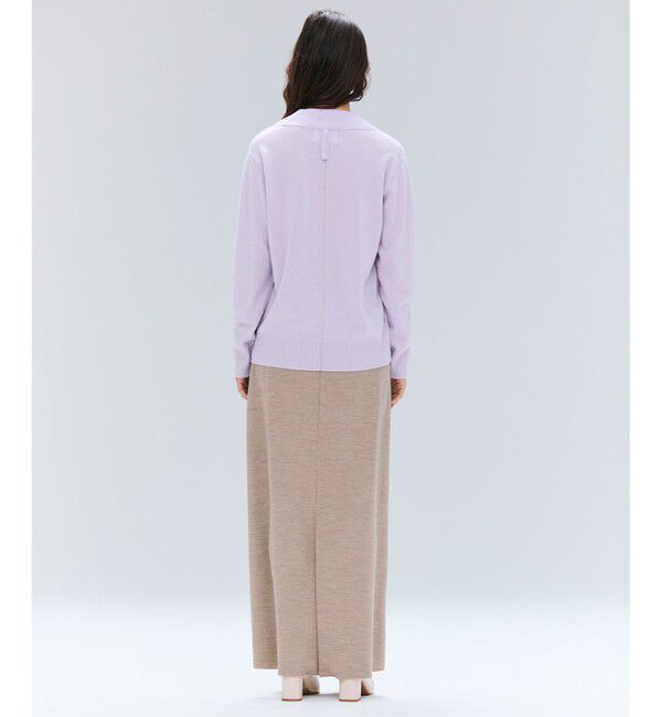 BEIGE,「【洗える】POMPE / ウールカシミヤ配色ラインVネックニット」|ニット・セーター|