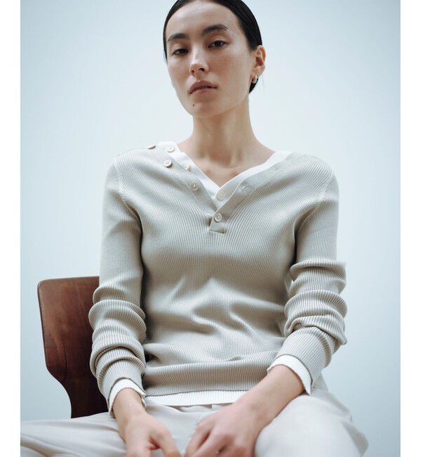 SALON adam et rope'「シルクリブVネックカーディガン」|カーディガン|ベージュ(27)