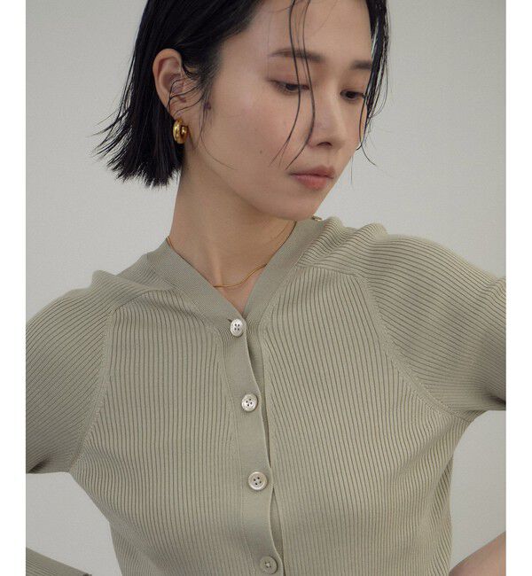 SALON adam et rope'「シルクリブVネックカーディガン」|カーディガン|