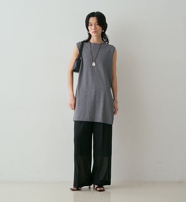qualite「【接触冷感・セットアップ対応】レーヨンストレッチニットチュニック」|ワンピース|