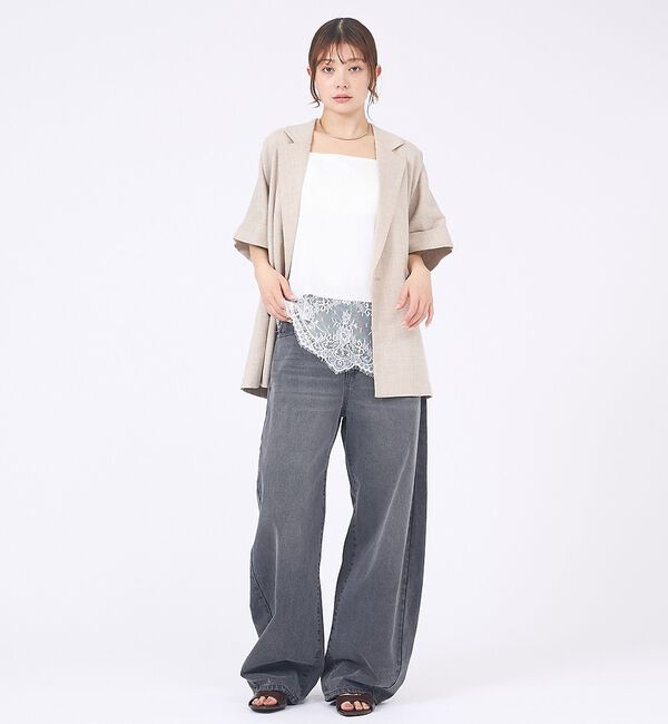 abahouse mavie「【再入荷】サテン裾レースキャミソール」|キャミソール|
