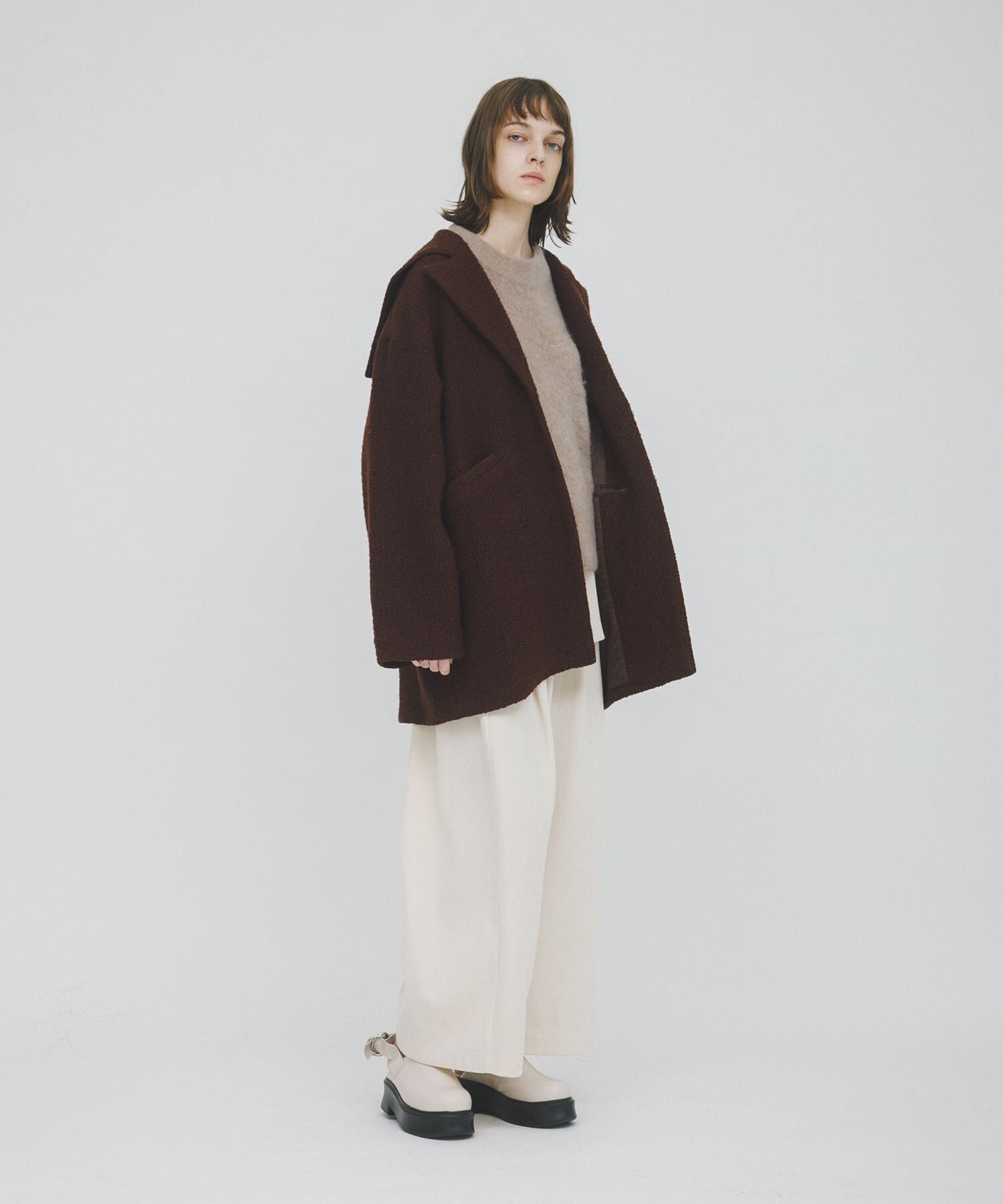 LAATO「sailor collar coat」|ノーカラーコート|