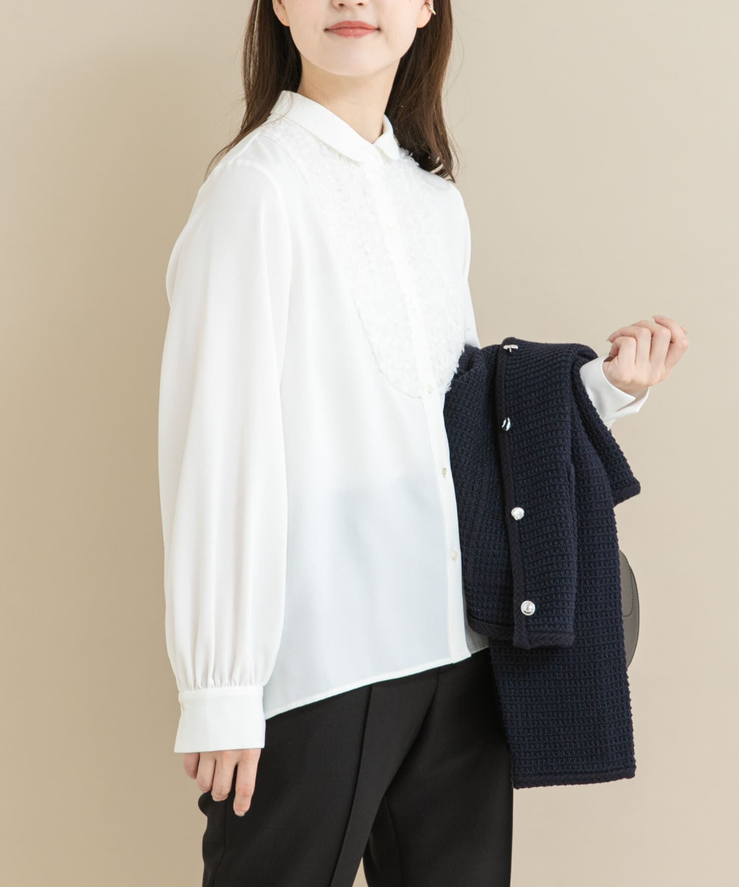 URBAN RESEARCH ROSSO「『WEB/一部店舗限定』フロントレース切替ブラウス」|シャツ・ブラウス|