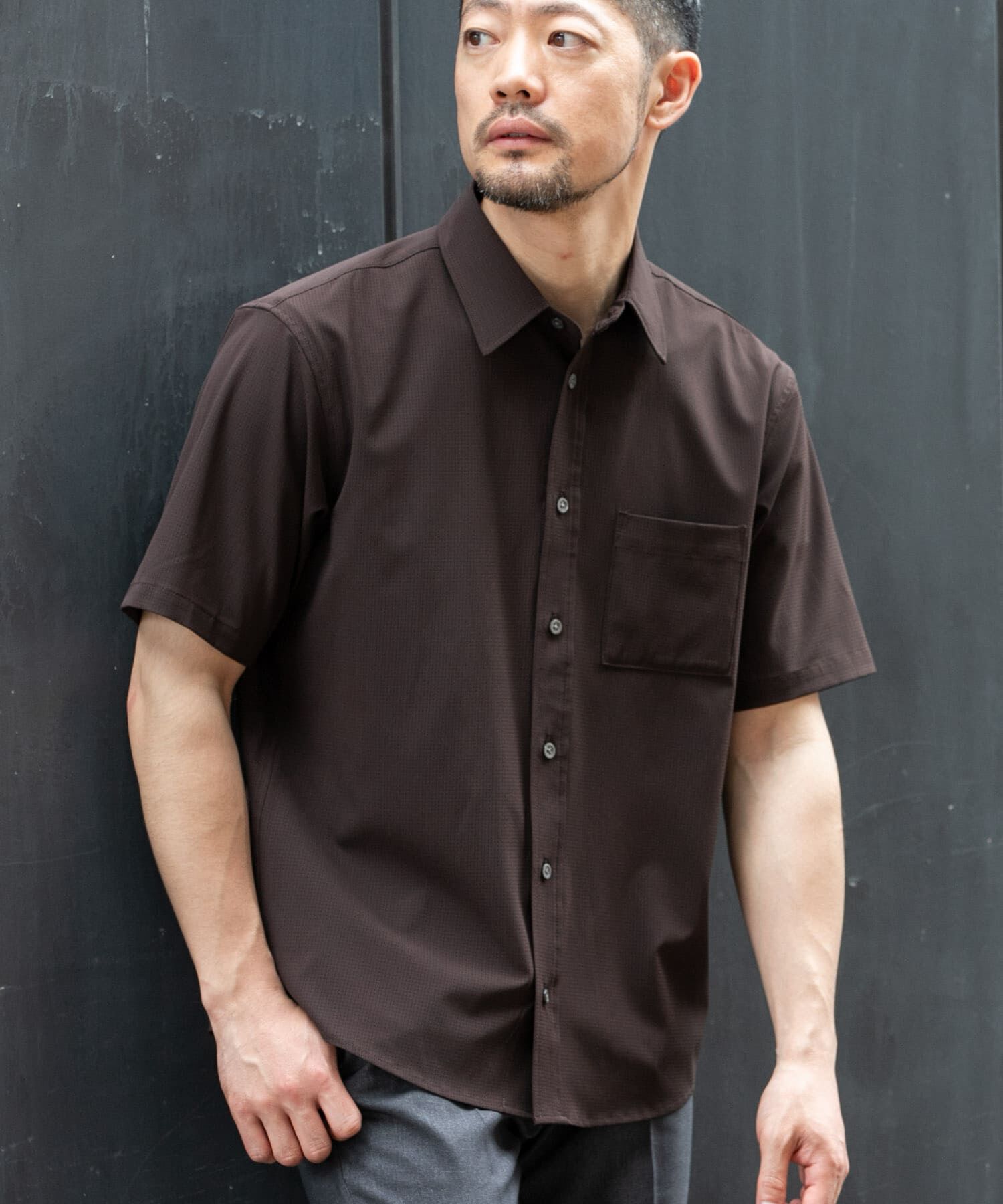 URBAN RESEARCH ROSSO「『WEB限定』『XLｻｲｽﾞあり』『吸水速乾』Air Stretch ﾚｷﾞｭﾗｰｶﾗｰ  」|シャツ・ブラウス|ブラウン