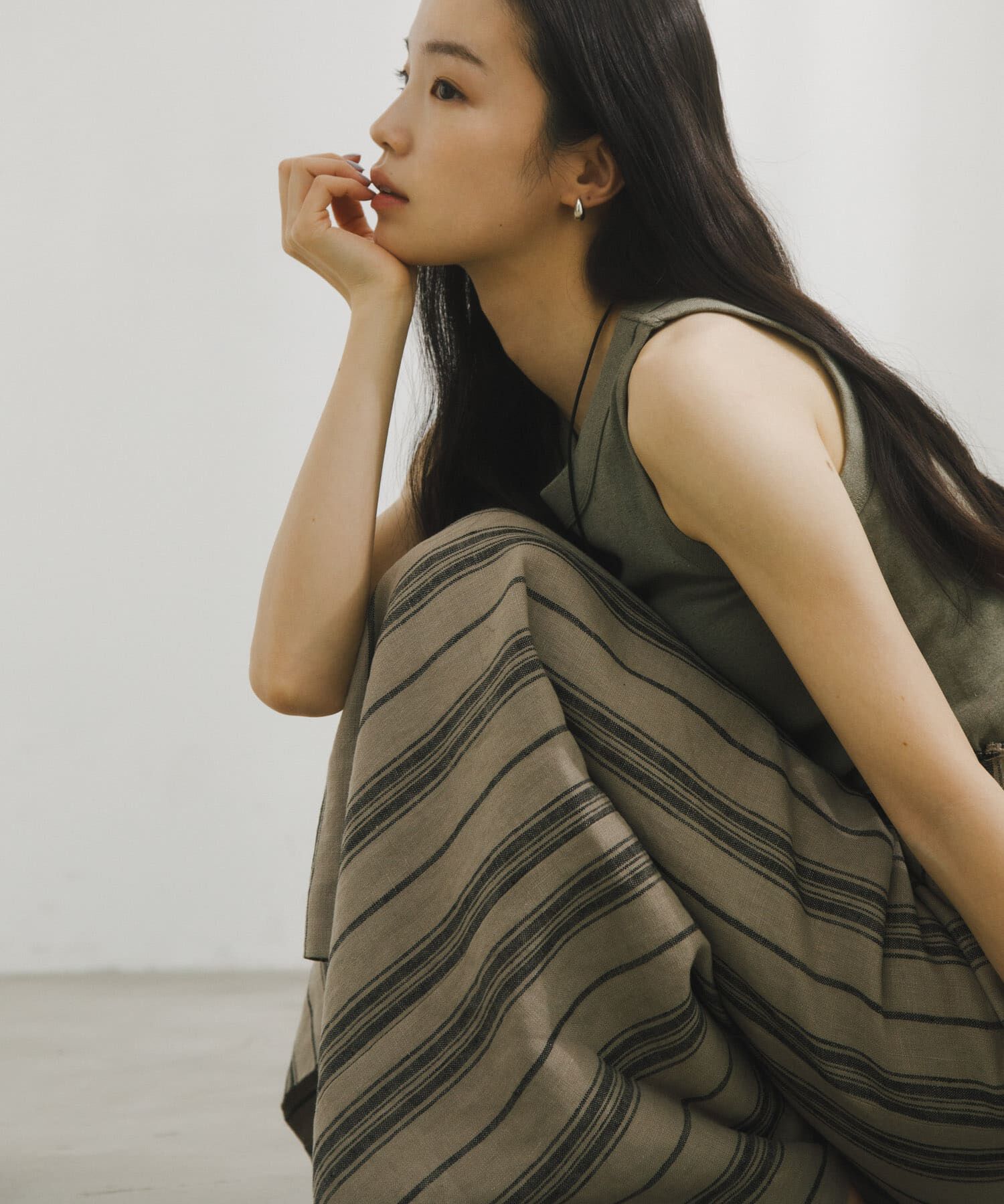 URBAN RESEARCH DOORS「Linen Stripe I-Line Skirt」|スカート|