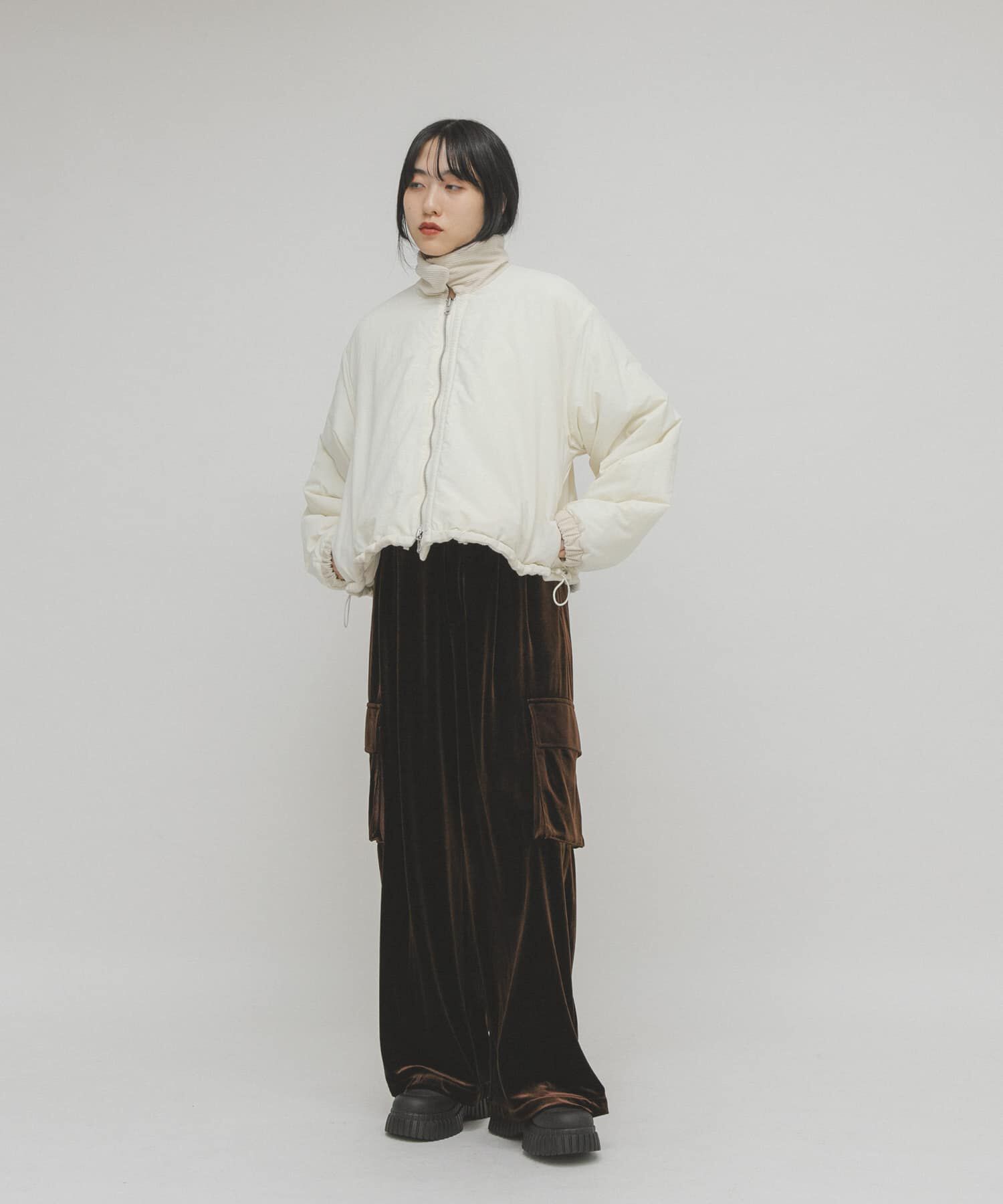  「リバーシブルパデッドジャケット」|ノーカラーコート|