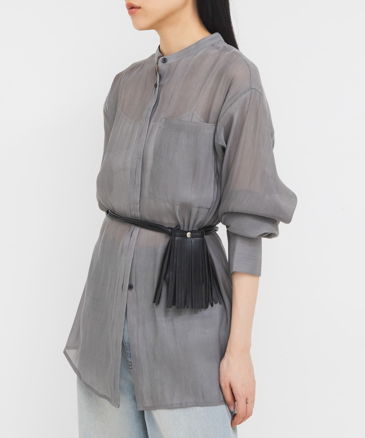  「シャイニーシアーシャツ」|シャツ・ブラウス|グレー系その他