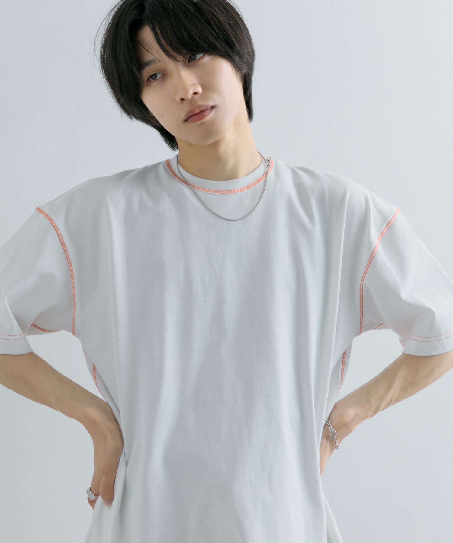 SENSE OF PLACE by URBAN RESEARCH「『ユニセックス』ハイショクステッチデザインT(5分袖)」|Tシャツ・カットソー|