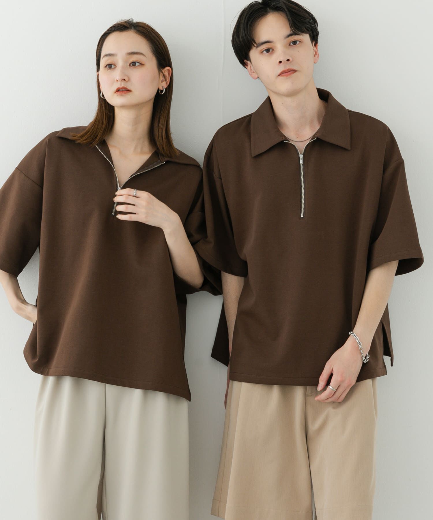 SENSE OF PLACE by URBAN RESEARCH「『ユニセックス』ダンボールポンチハーフジップショートスリーブTシャツ」|Tシャツ・カットソー|