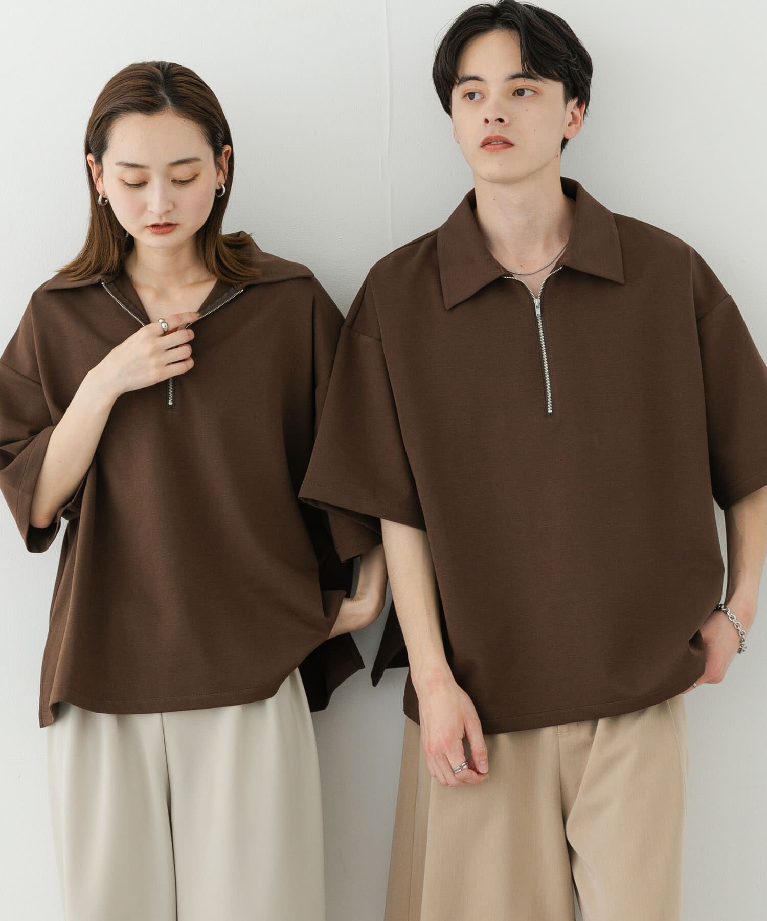 SENSE OF PLACE by URBAN RESEARCH「『ユニセックス』ダンボールポンチハーフジップショートスリーブTシャツ」|Tシャツ・カットソー|