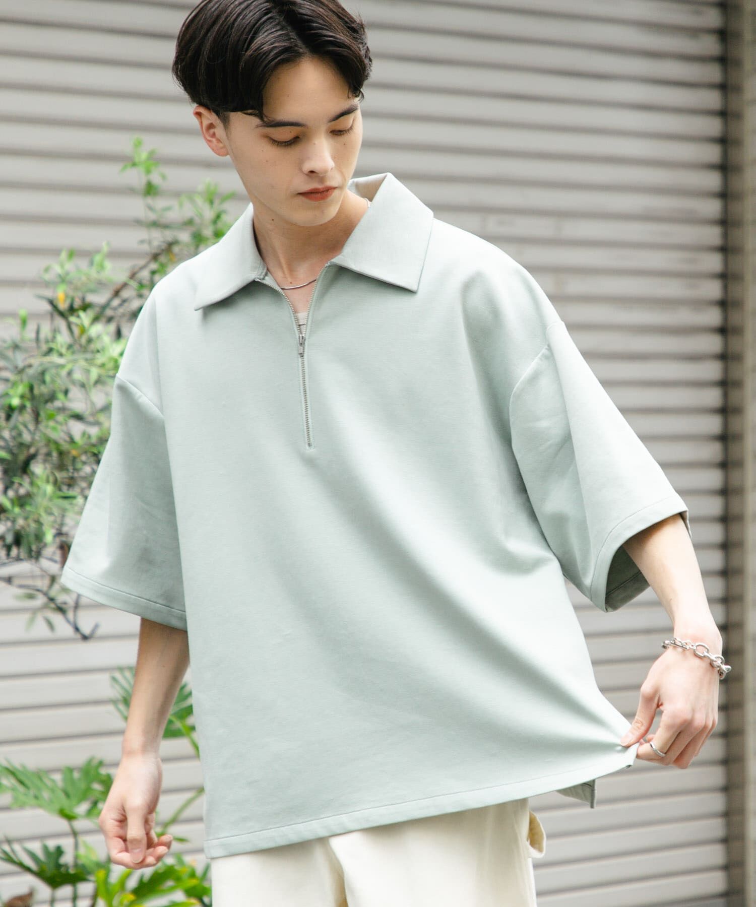 SENSE OF PLACE by URBAN RESEARCH「『ユニセックス』ダンボールポンチハーフジップショートスリーブTシャツ」|Tシャツ・カットソー|