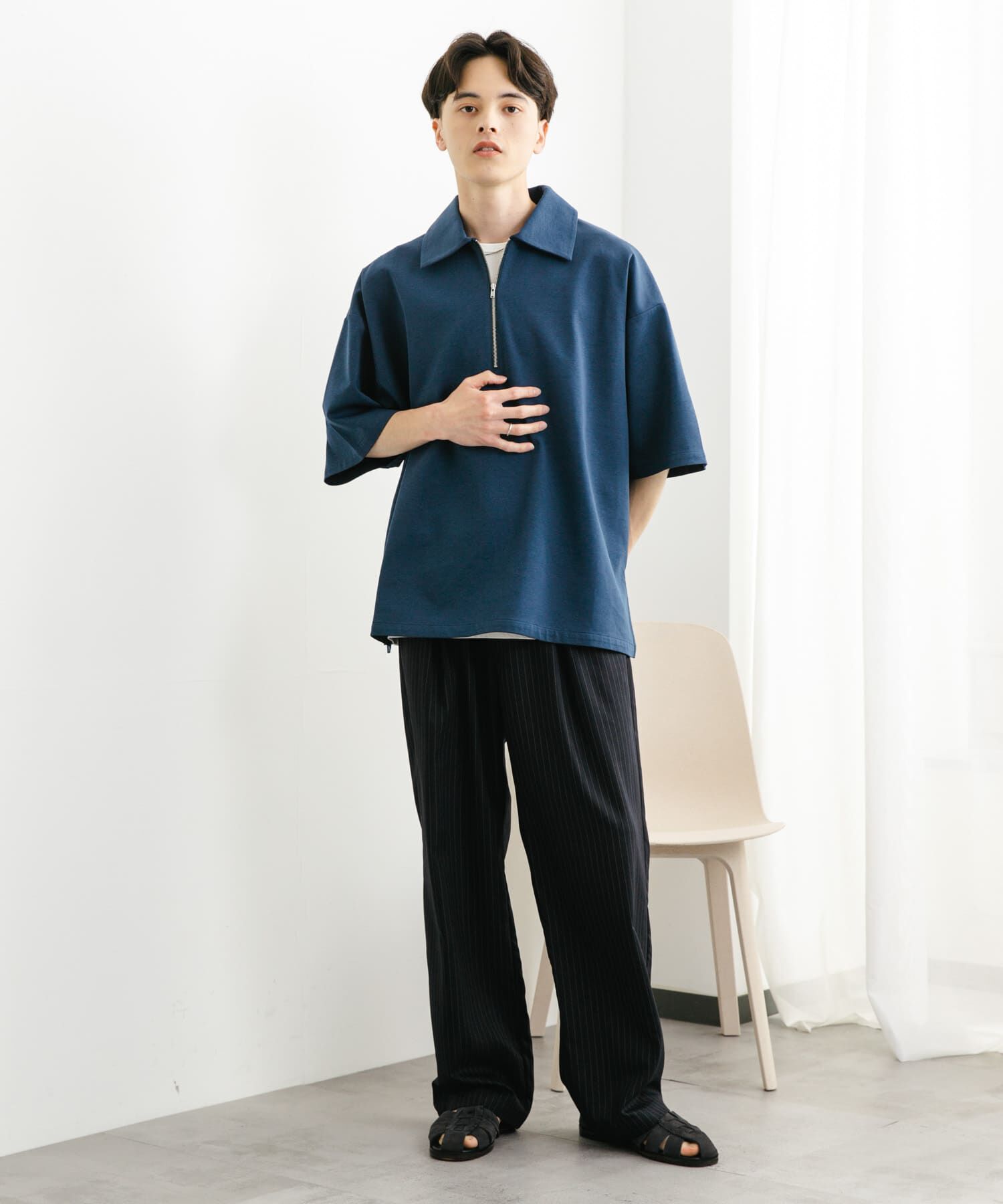 SENSE OF PLACE by URBAN RESEARCH「『ユニセックス』ダンボールポンチハーフジップショートスリーブTシャツ」|Tシャツ・カットソー|