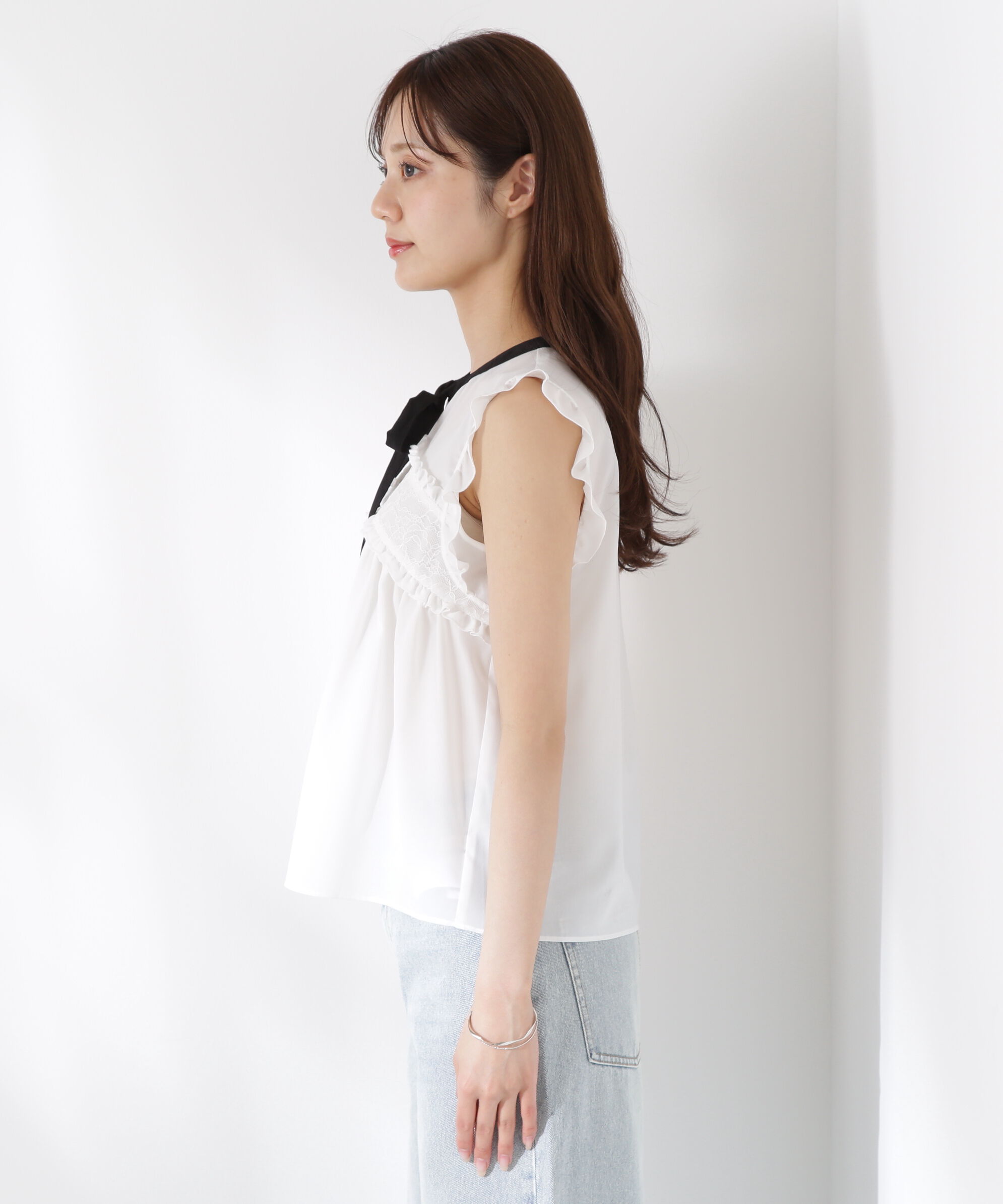 PROPORTION BODY DRESSING「レースドッキングボウタイブラウス」|シャツ・ブラウス|