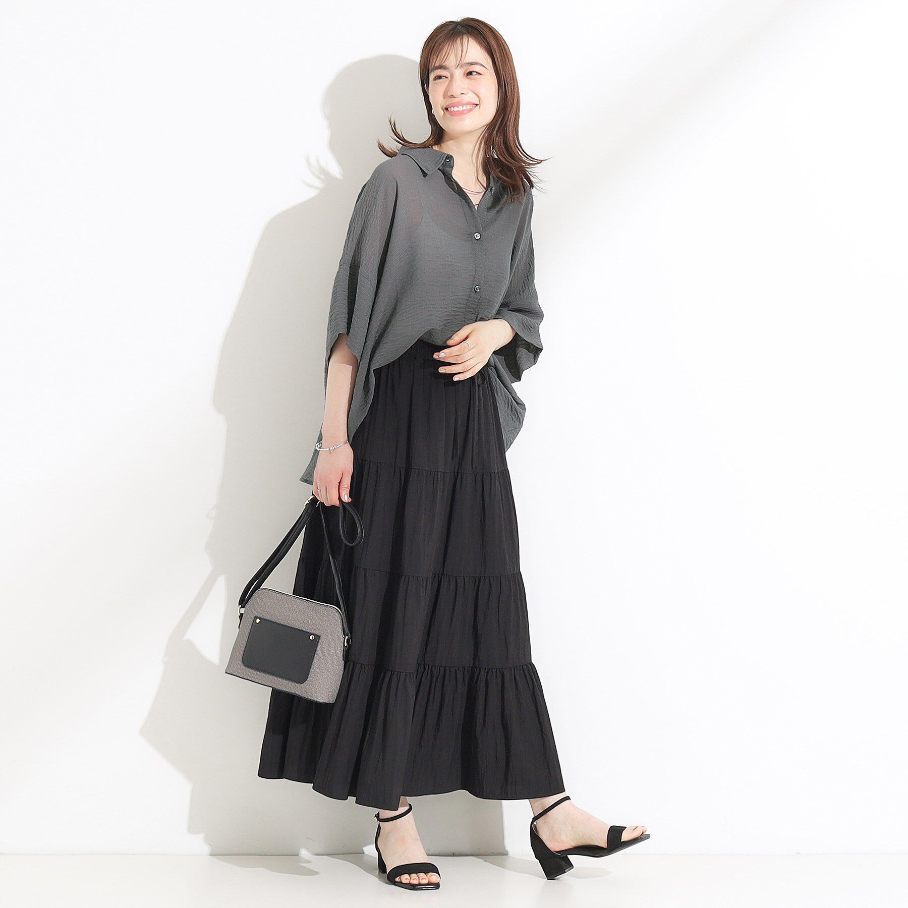 SHOO･LA･RUE「ゆるっと感がこなれ見え ワッシャーシアー半袖シャツ」|シャツ・ブラウス|