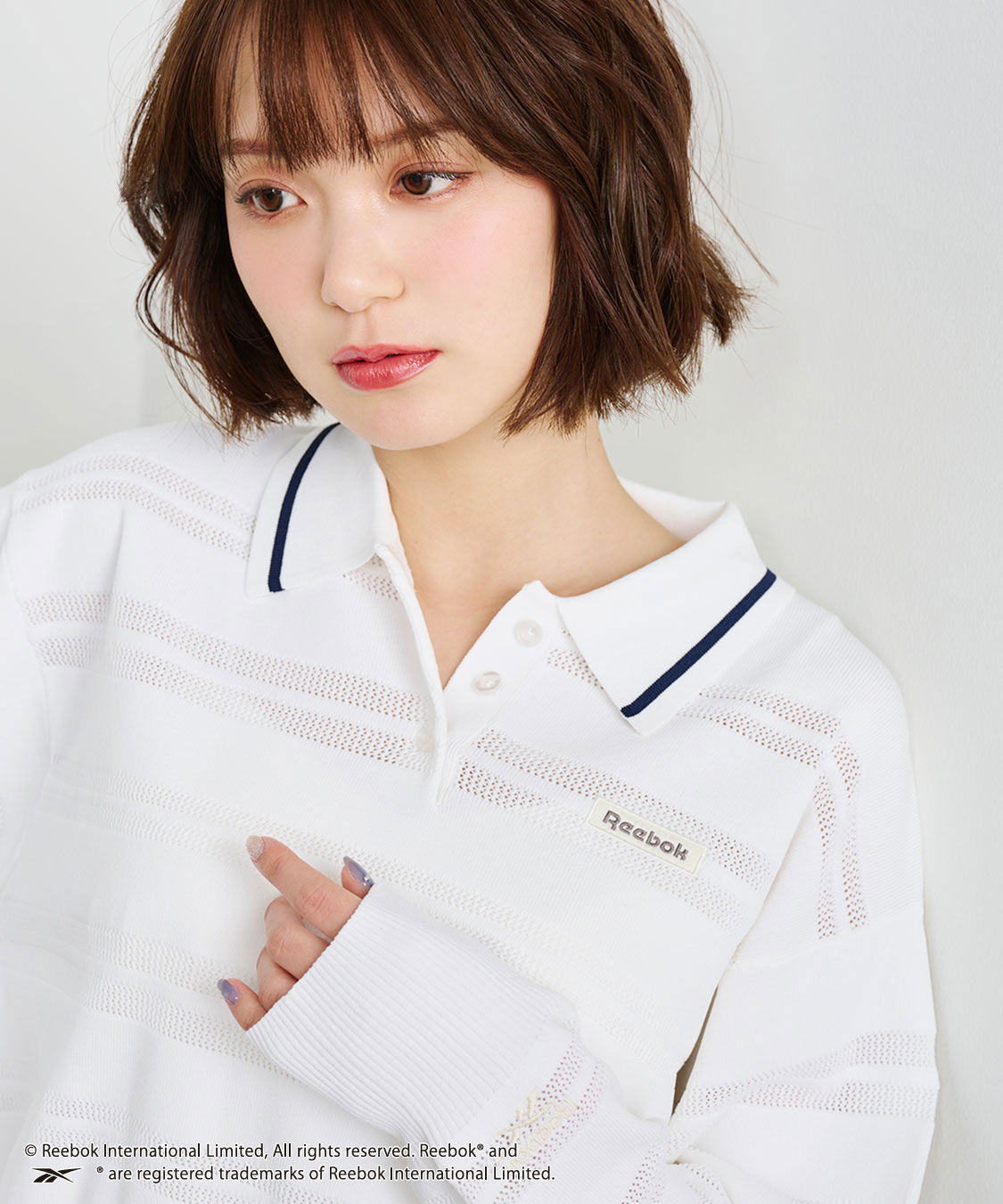 COCO DEAL「《COCO DEAL/Reebok》メッシュボーダーポロニット」|ポロシャツ|