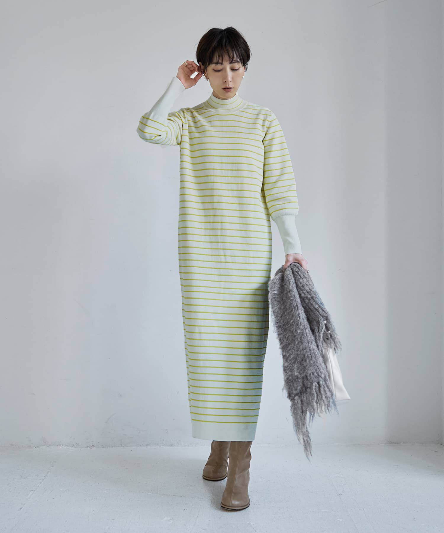 STYLE DELI「立体ボーダーニットワンピース」|ワンピース|