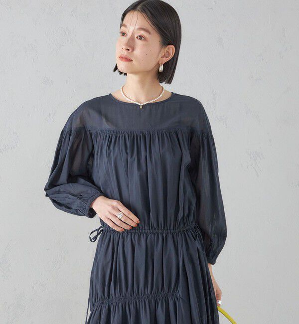 SHIPS for women「〈手洗い可能〉アシンメトリー ギャザー ワンピース」|ワンピース|