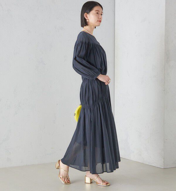 SHIPS for women「〈手洗い可能〉アシンメトリー ギャザー ワンピース」|ワンピース|