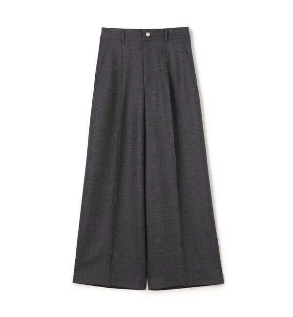 MACPHEE「ウールナチュラルストレッチ タックストレートパンツ」|スラックス|15 グレー