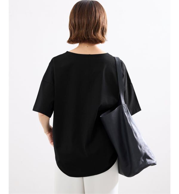IENA「《接触冷感》ボートネック オーバーサイズフォルムTシャツ」|Tシャツ・カットソー|