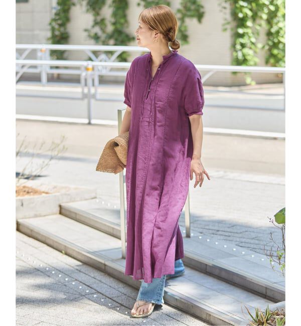 JOURNAL STANDARD「インディア コットンリネンメッシュワンピース」|ワンピース|パープル
